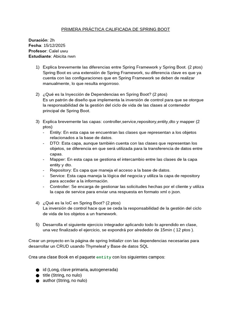 Primera Práctica Calificada de Spring Boot (1) | PDF | Spring Framework ...