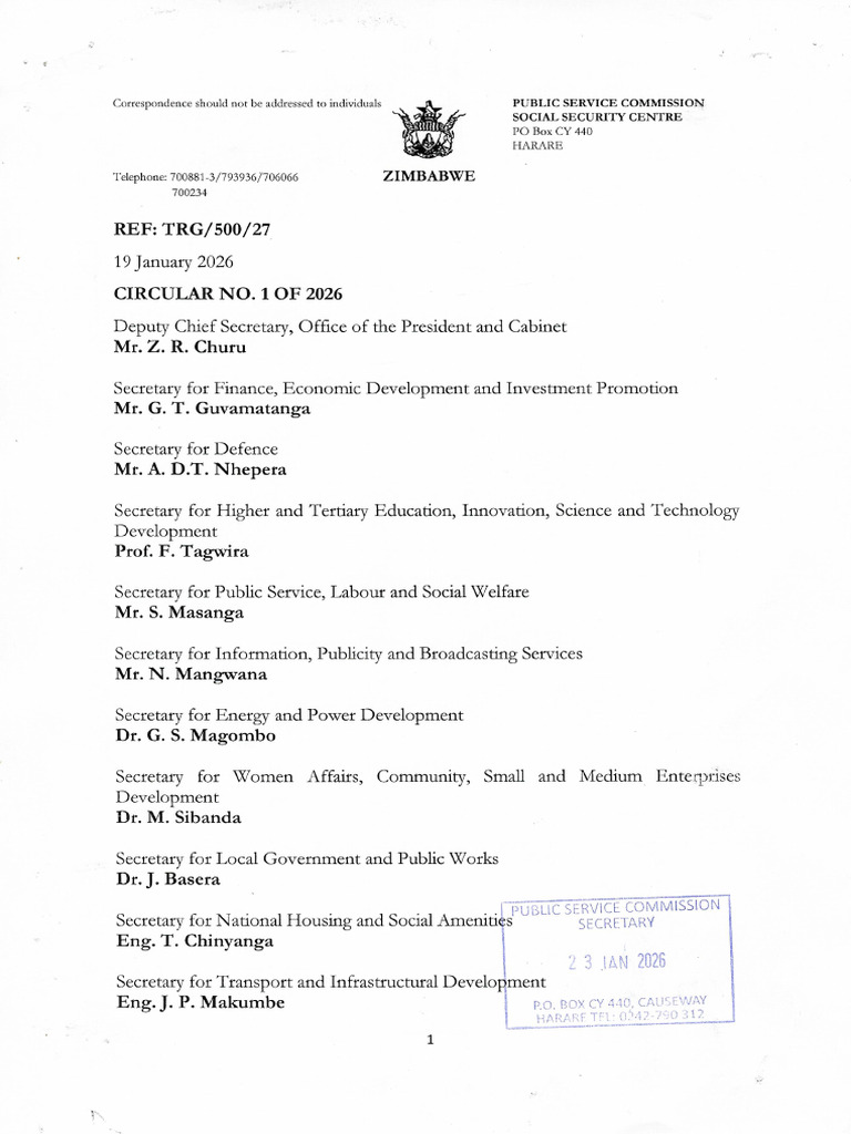 Circular 1 of 2026 | PDF