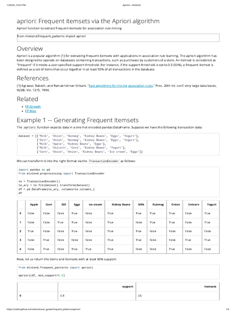 Apriori - Mlxtend | PDF | Information Science | Algorithms