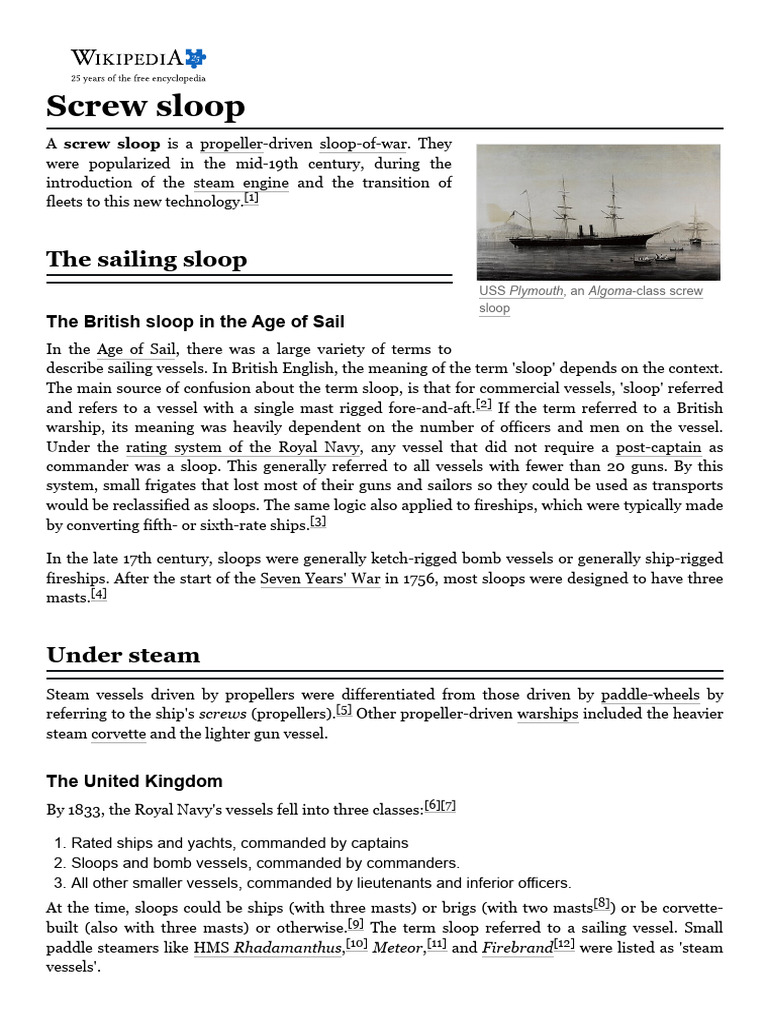 Screw Sloop - Wikipedia | PDF | Naval Ships | Ships