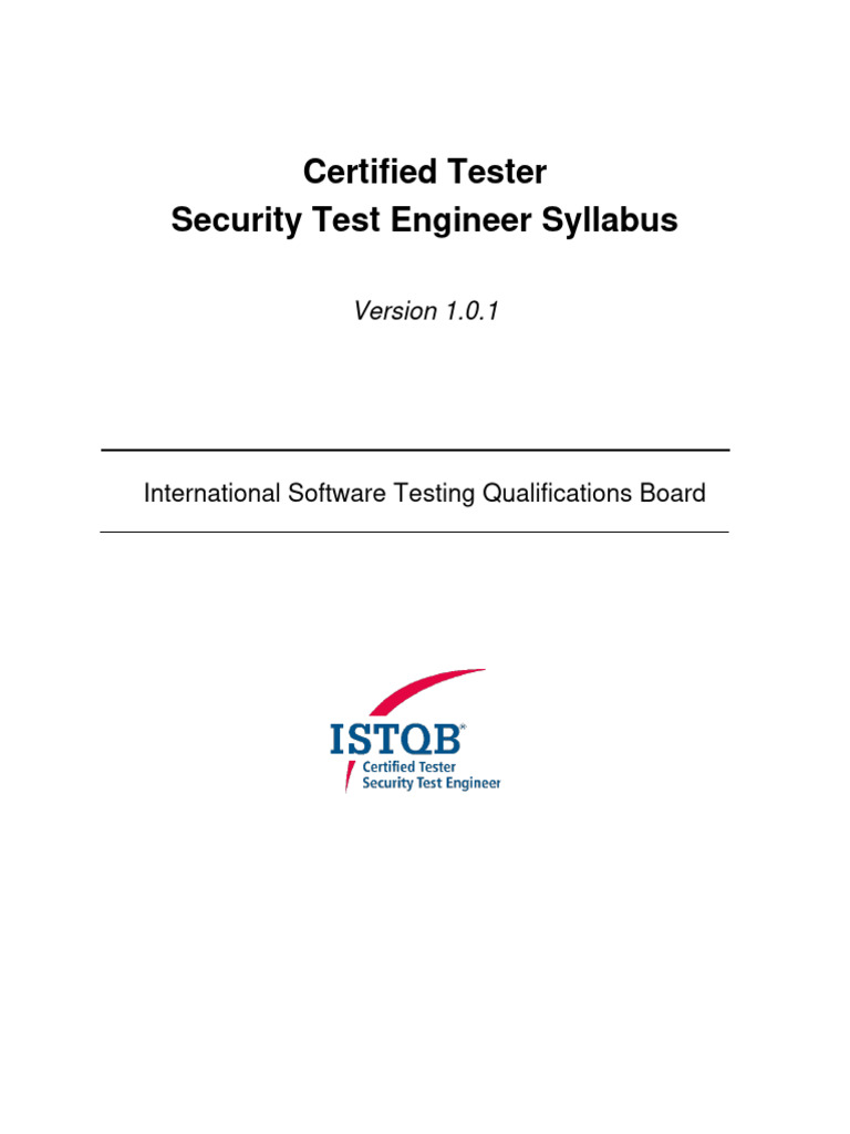 ISTQB STE V1.0.1-Syllabus | PDF | Security | Computer Security