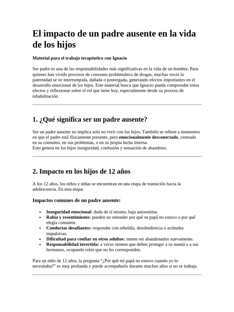 El impacto de un padre ausente en la vida de los hijos | PDF | Las ...