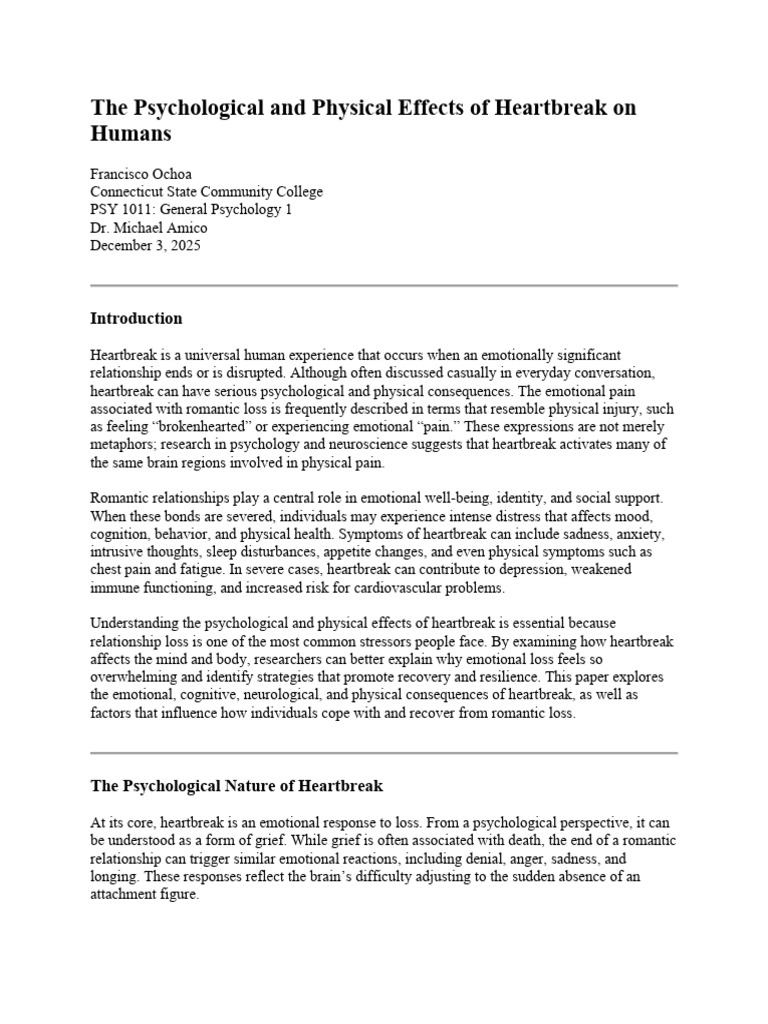 The Psychological and Physical Effects of Heartbreak On Humans | PDF ...