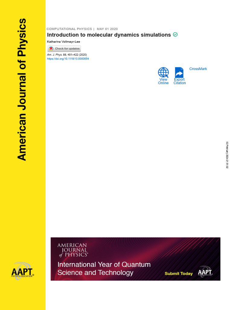 401 1 Online | PDF | Molecular Dynamics | Simulation