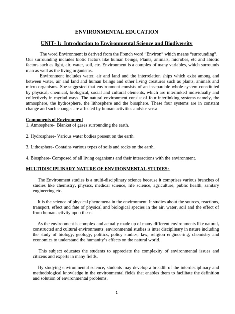 Vac Environmental Education 3semester 2024 Odd Sem | PDF | Habitat ...