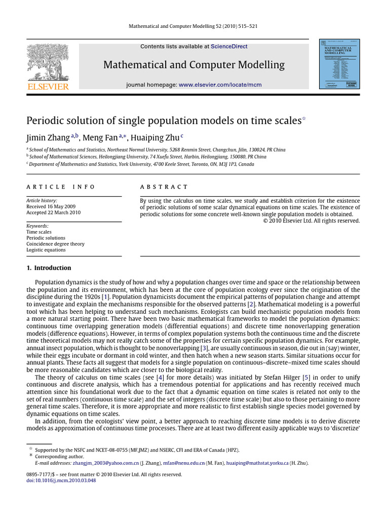 Population Model On Time Scales | PDF | Function (Mathematics) | Logarithm