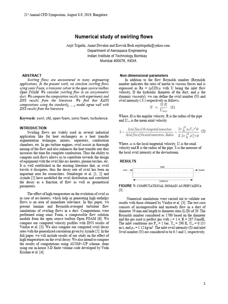 Numerical Study of Swirling Flows | PDF | Fluid Dynamics | Reynolds Number