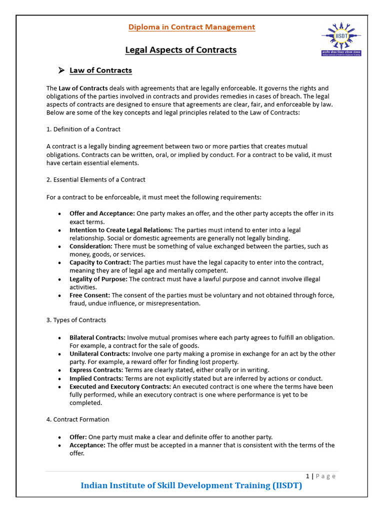 Legal Aspects of Contracts | PDF | Breach Of Contract | Damages
