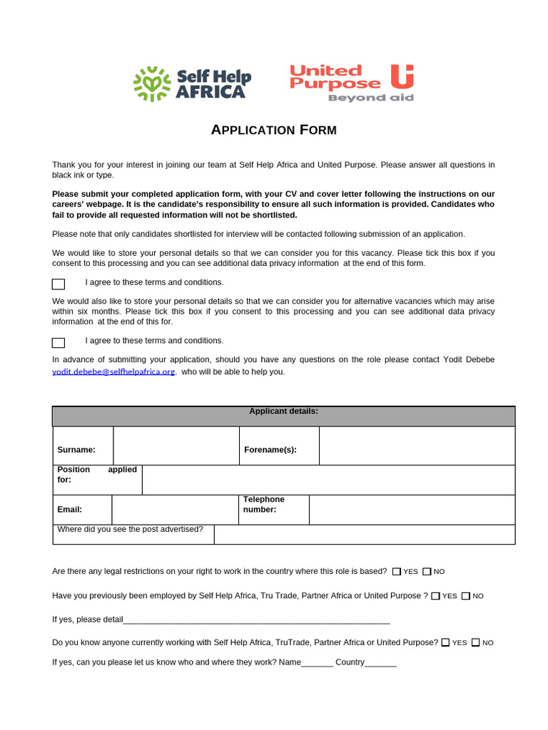 SHA UP Application Form Ethiopia | PDF | Salary | Information Privacy