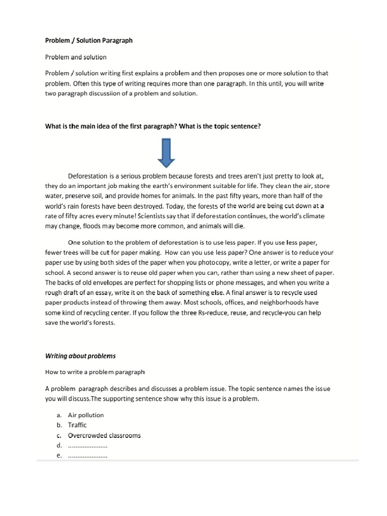 Problem Solution Paragraph | PDF