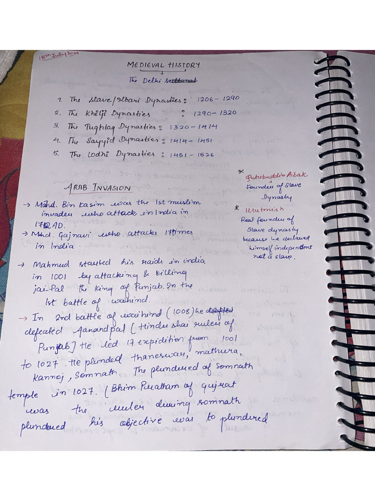 Medieval History Notes of Delhi Sultan | PDF
