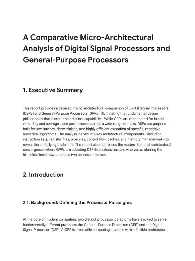 A Comparative Micro-Architectural Analysis of Digital Signal Processors ...