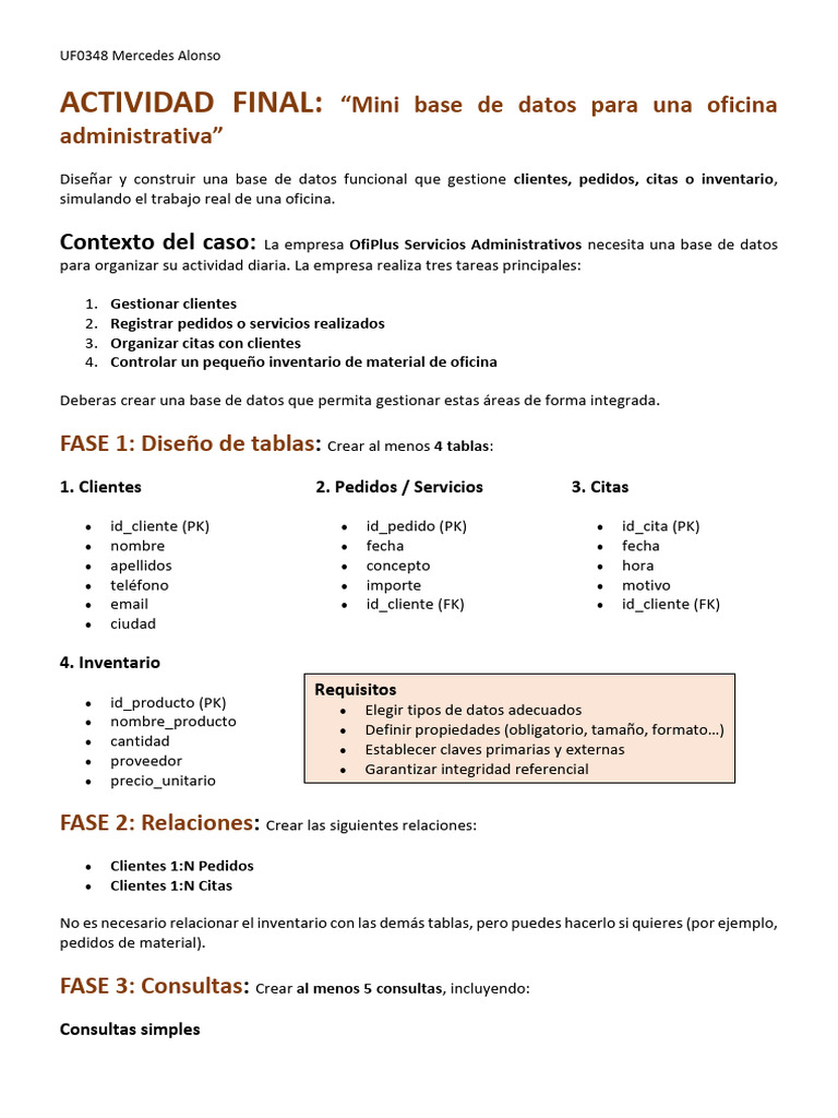 Ejercico Base de Datos | PDF | Bases de datos | Informática