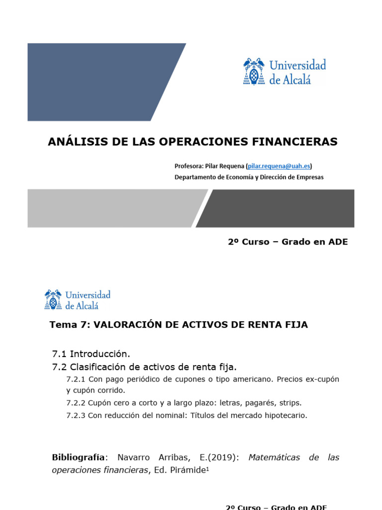 Tema 7 | PDF | Renta Fija | Interés