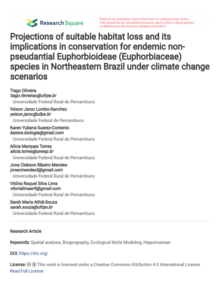 Projections of Suitable Habitat Loss and Its Impli | PDF | Endangered ...