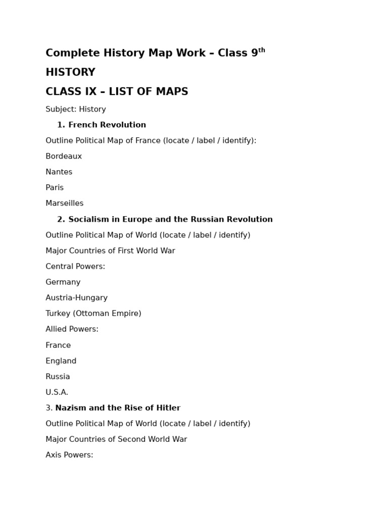 Class 9 History Map Pointing | PDF