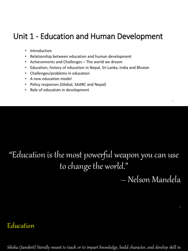 Unit 1 Education and Human Development | PDF | Human Development Index