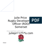 Julie Price Rugby Development Officer (RDO) Somerset: Click To Edit Master Subtitle Style