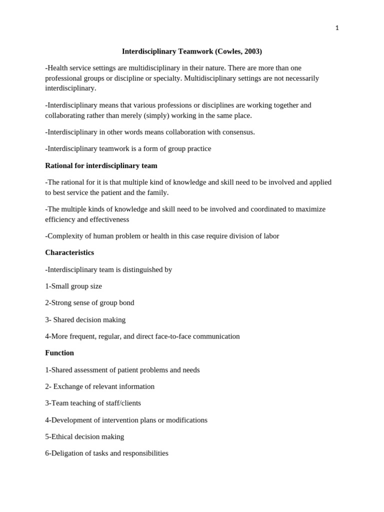 Interdisciplinary Teamwork | PDF | Interdisciplinarity | Rationality