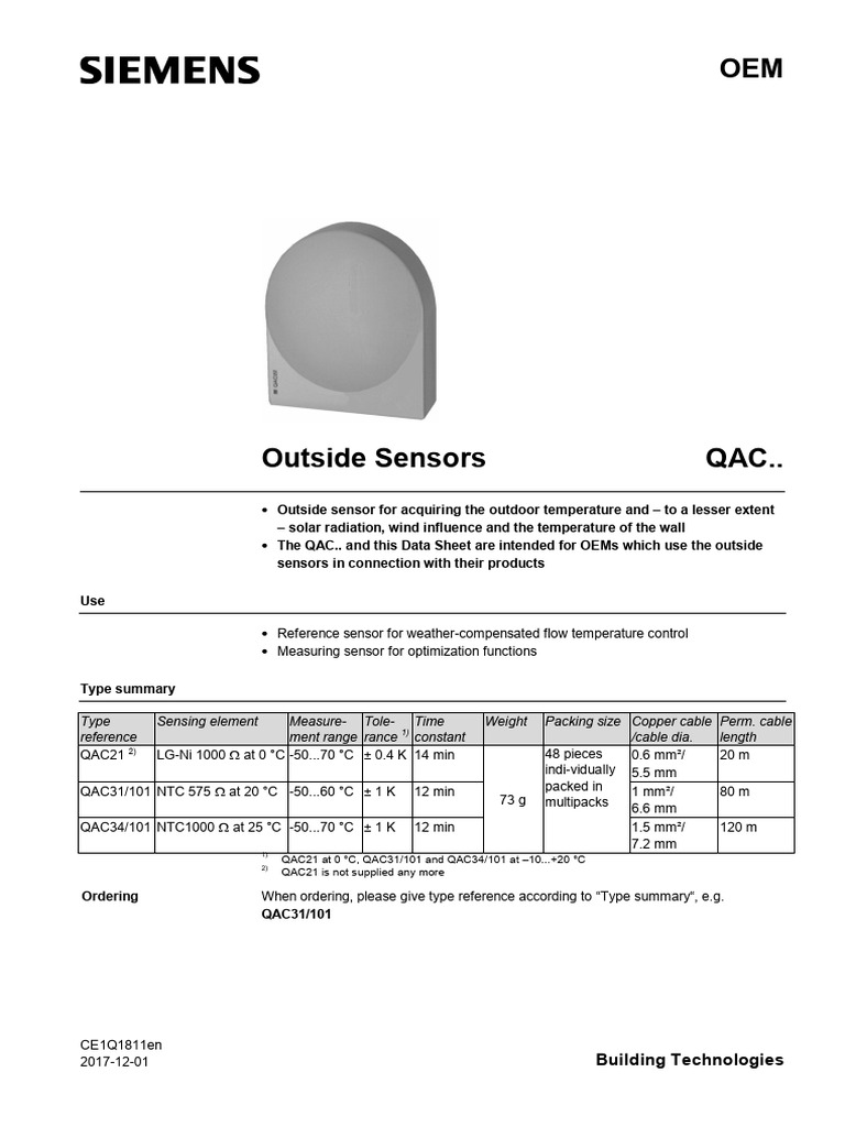 Dış Hava Sensörü Lunatec Outside Sensors | PDF | Temperature | Resistor