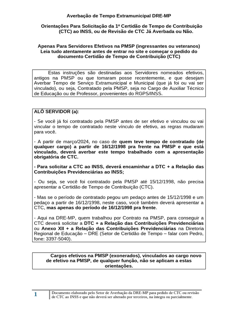 Novo Passo A Passo Solicitação de CTC INSS | PDF