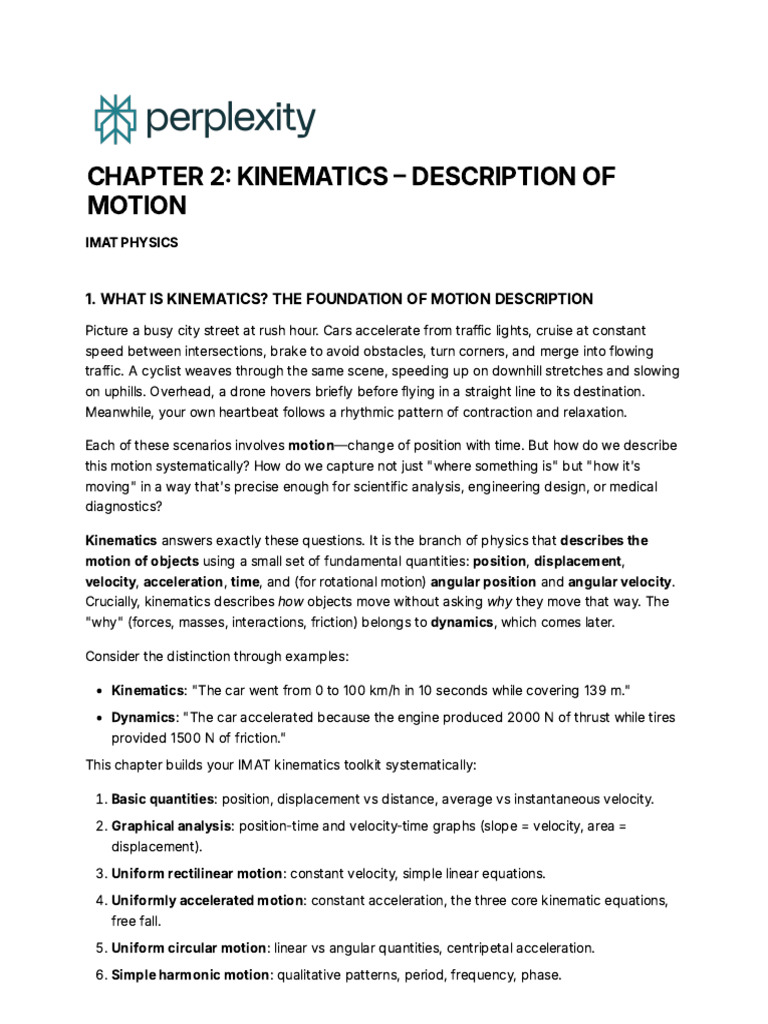 Chapter 2 - Kinematics - Description of Motion | PDF | Acceleration ...