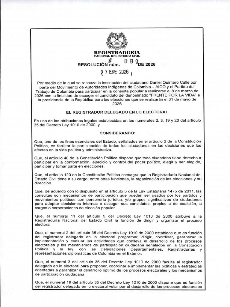 Resolución 889 de 2026 | PDF