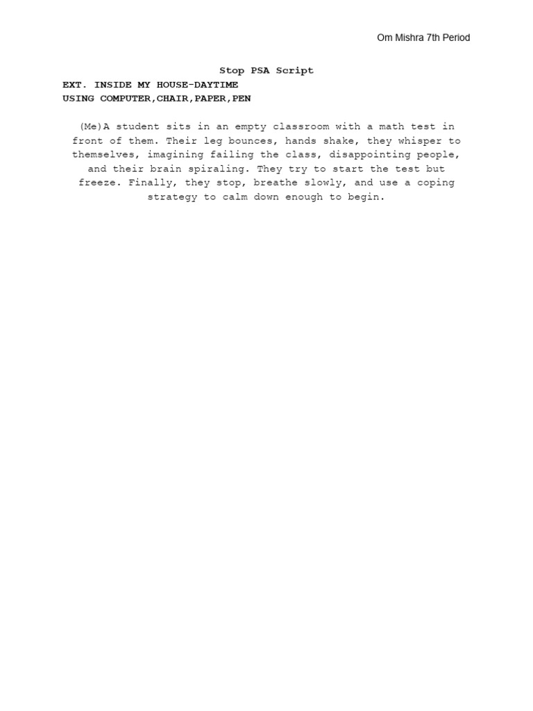 Om Mishra Stop PSA Script | PDF