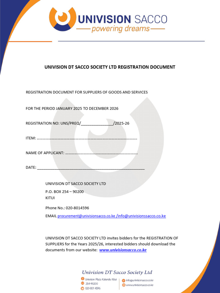 Tender Registration Document | PDF