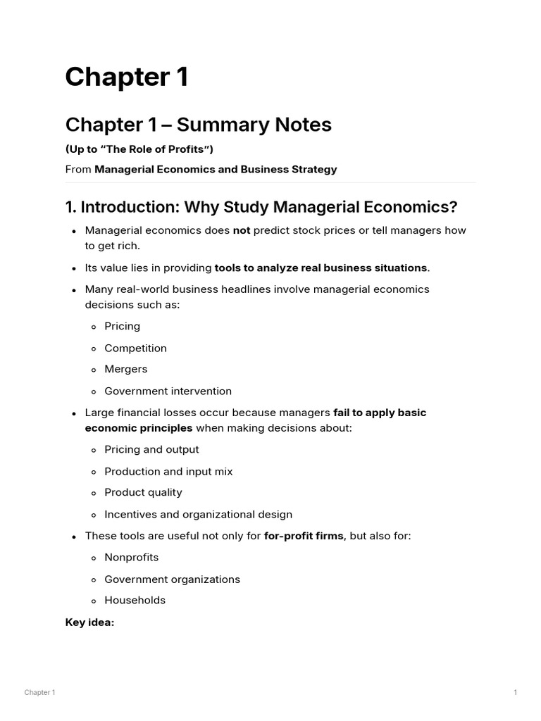 Economics Chapter 1 Summary | PDF | Profit (Economics) | Economics