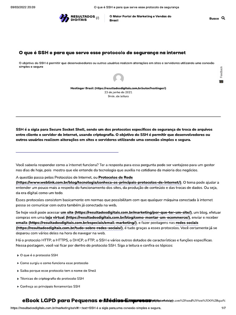Protocolo SSH | PDF