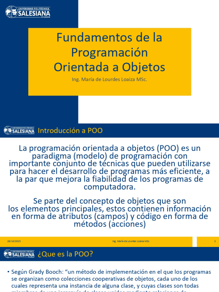 1.1 Fundamentos POO | PDF | Objeto (informática) | Programación ...