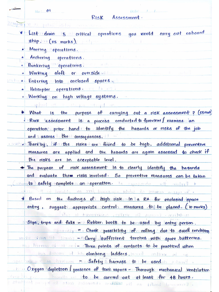 SBO 7 - Risk assessment, Permit to work, Stowage plan, Ventilation ...