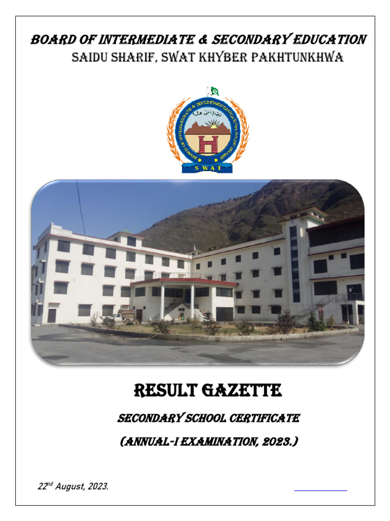 Bise Swat Ssc Part 2 Result 2023 Gazette | PDF