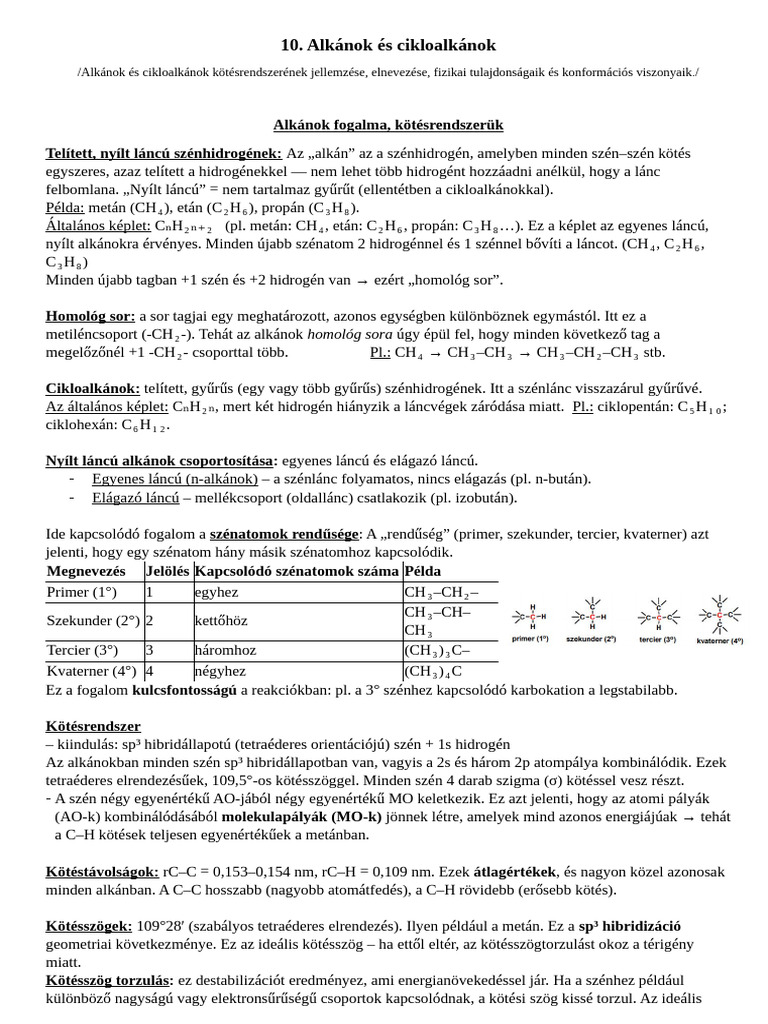 10. Alkánok és cikloalkánok | PDF