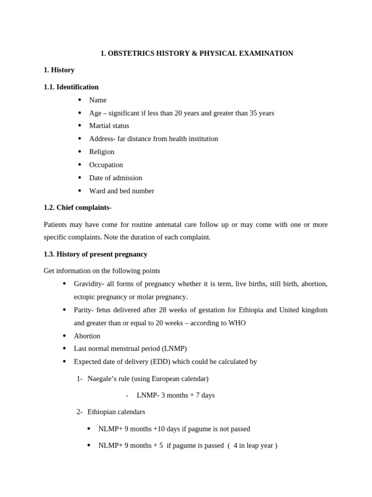 Obstetrics and Gynecology History-1 | PDF | Pregnancy | Childbirth