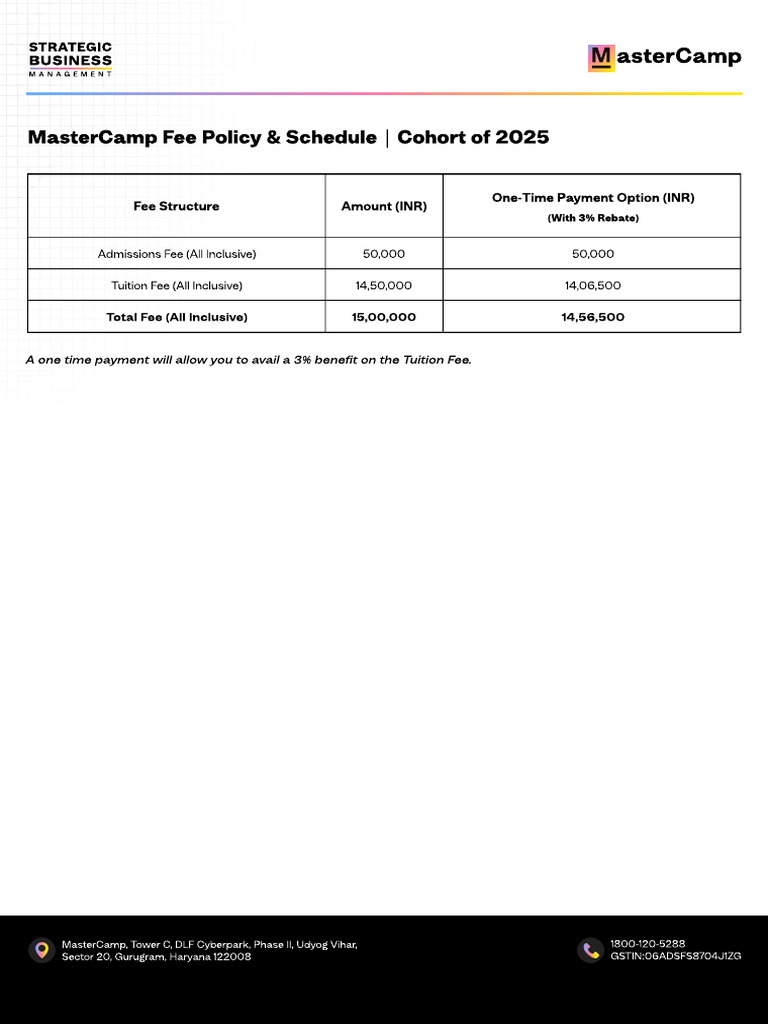 Strategic Business Management Fee Structure | PDF | Tax Refund | Fee