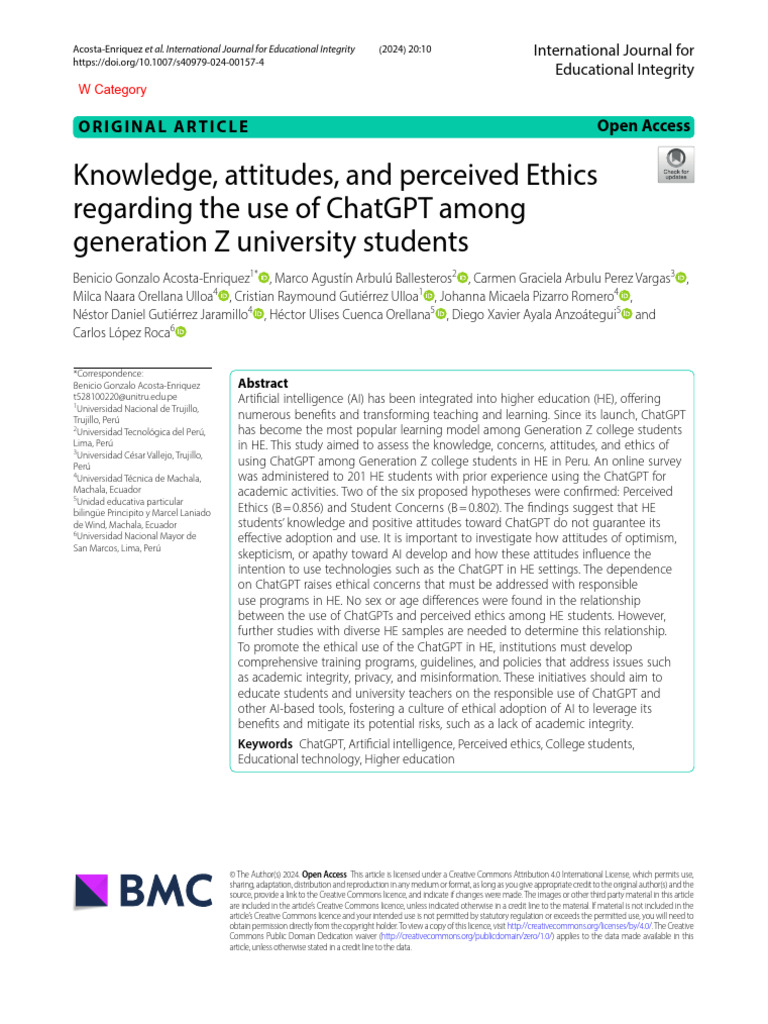 Usage of Generative AI and Perceived Ethics | PDF | Attitude ...