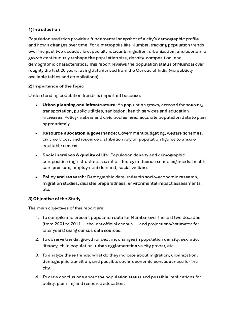 Write Report About the Population Status | PDF | Urban Sprawl | Demography