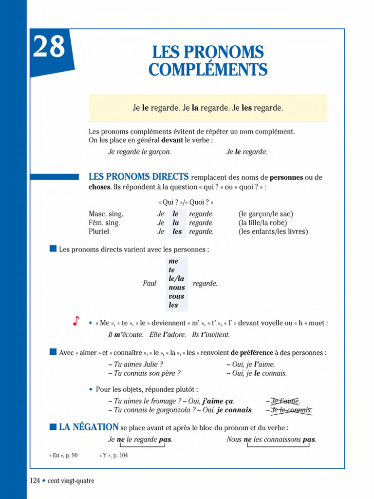 Grammaire Progressive - Pronoms Complements - P. 1-8 | PDF