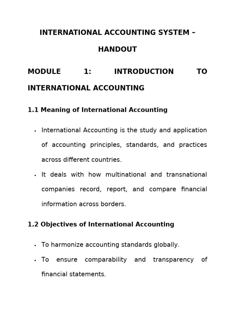 International Accounting System | PDF | International Financial ...