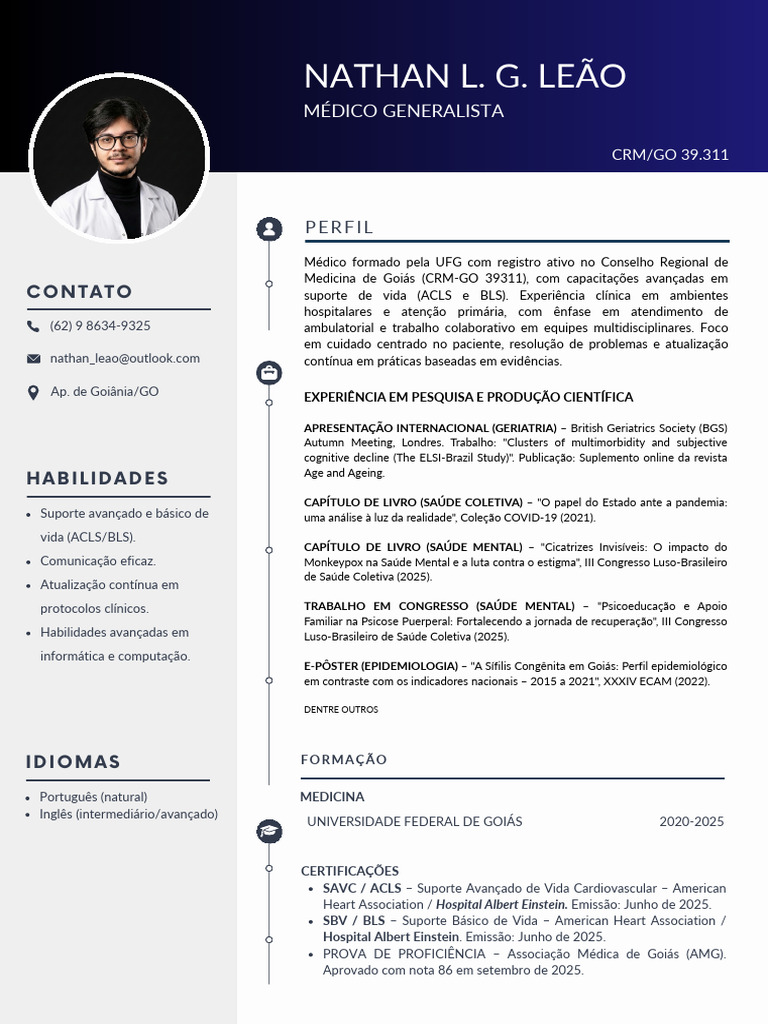 Nathan L G Leão CV | PDF | Saúde mental | Epidemiologia