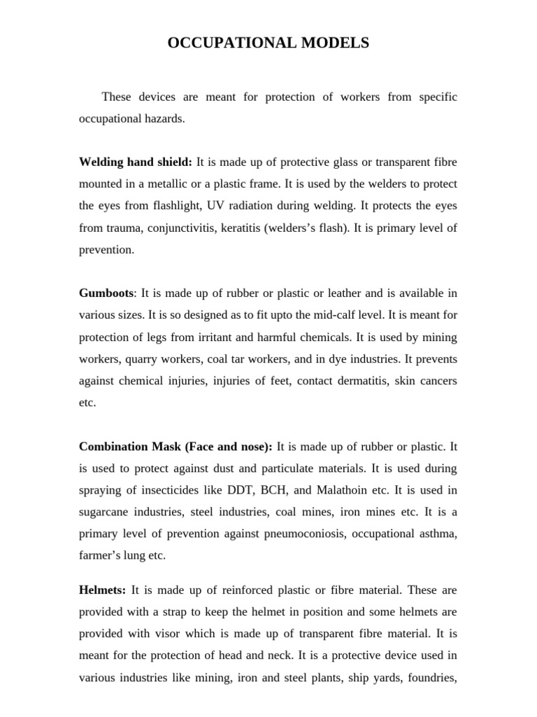Occupational Models 1 | PDF