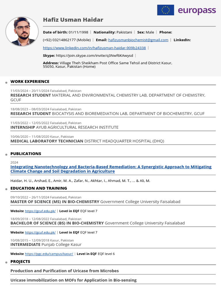 Usman M.Phil CV | PDF | Pakistan