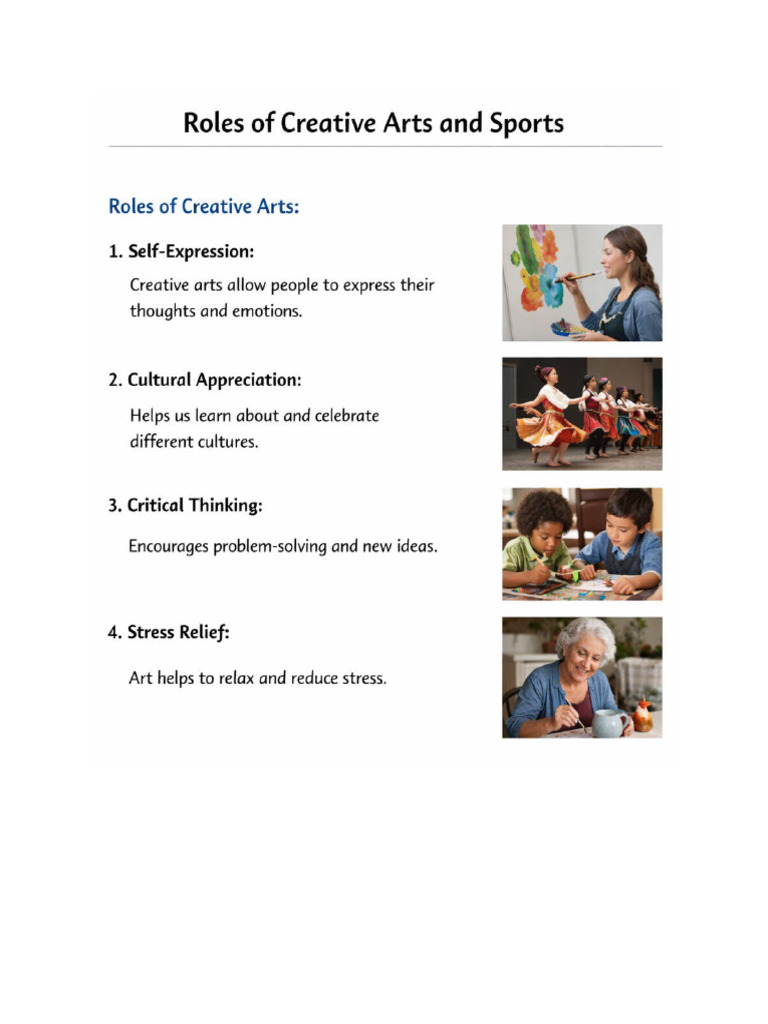 Roles of Creative Arts and Sports | PDF