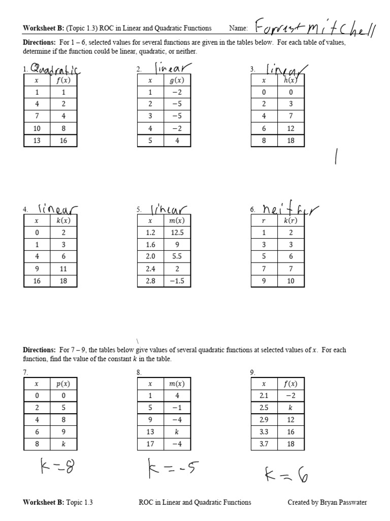 HW1.3+ROC+in+Linear+and+Quadratic+Functions+%281%29 (2) | PDF | Chess ...