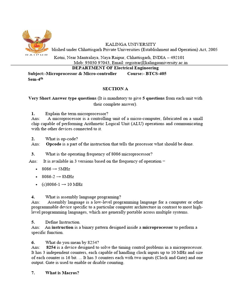 Microprcessor Question Bank | PDF | Central Processing Unit | Computer ...