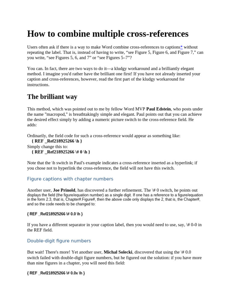 WORD - How To Combine Multiple Cross-References | PDF | Computing