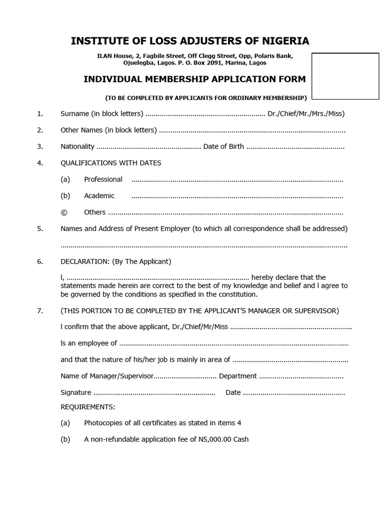 Ordinary Membership Application Form | PDF