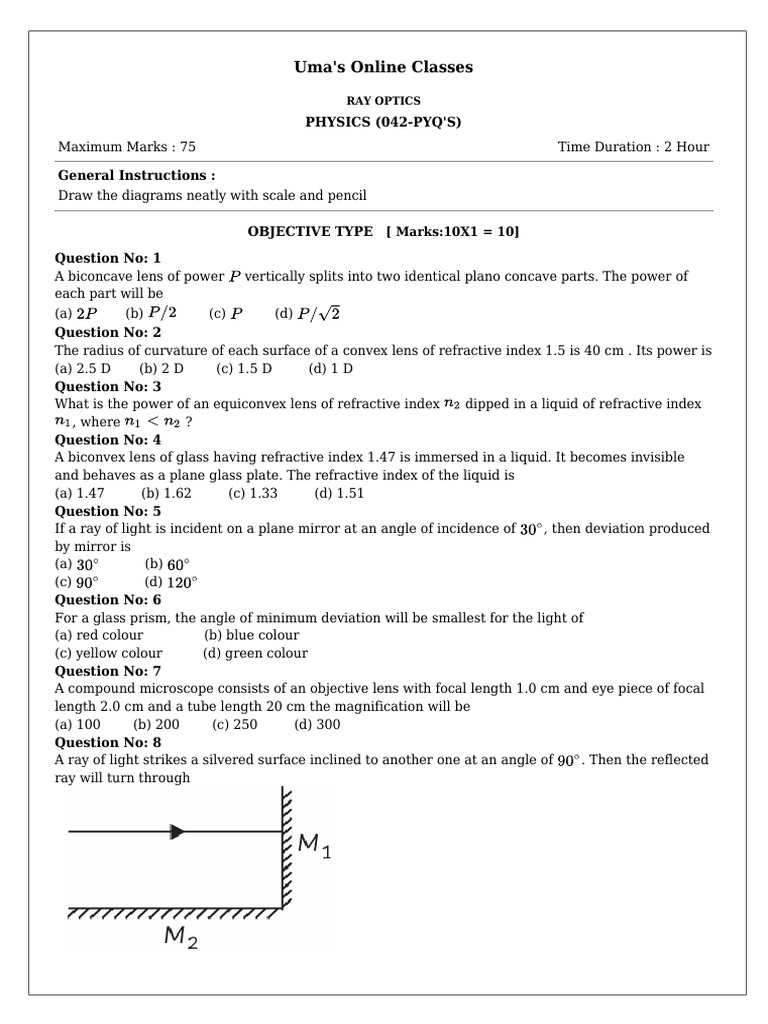 Physics (042-Pyq's) (05 - 10 - 2025) | PDF | Electromagnetic Spectrum ...